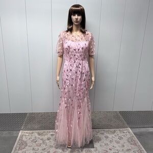 🌸NEW STUNNING PINK FLORAL SEQUIN MAXI GOWN